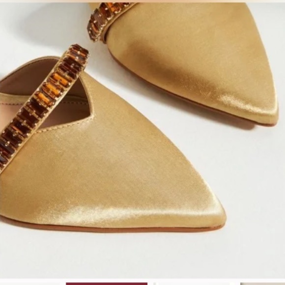 Anthropologie Gold Flats with Embellished Straps - Picture 3 of 8